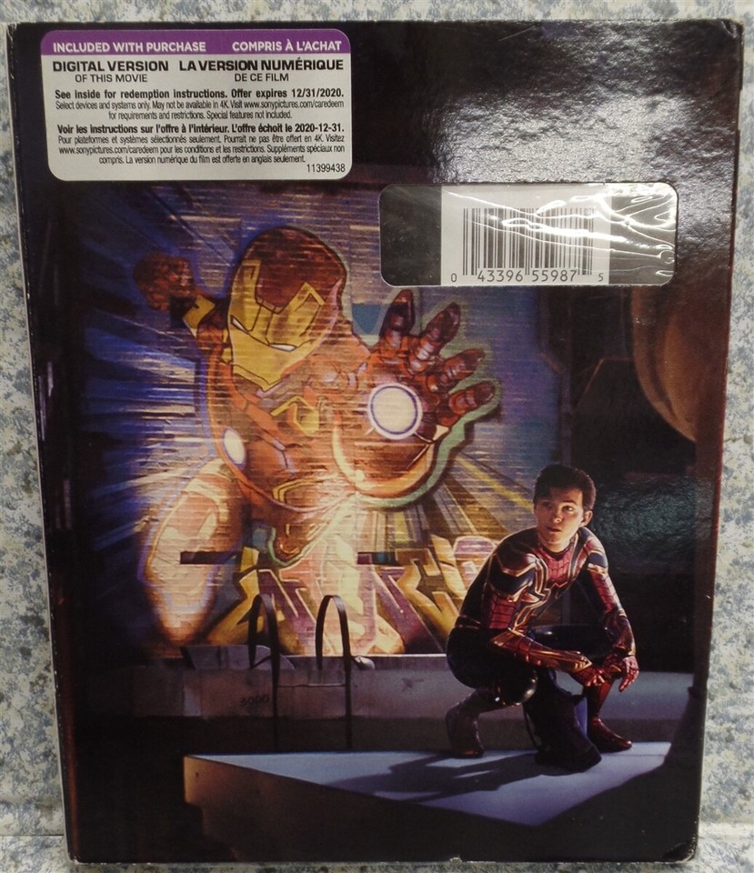 4K Ultra HD SpiderMan Far From Home + BLURAY + Slipcover NEW SEALED