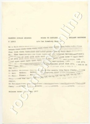 Bellamy Brothers Bound To Explode 1977 Press Release