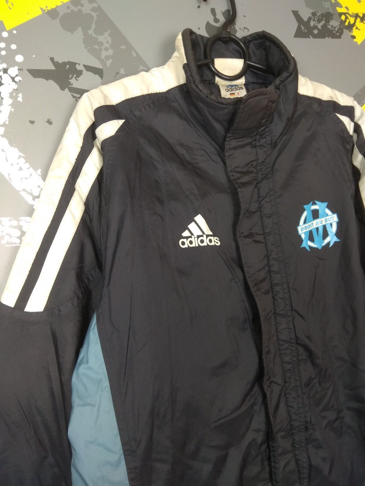 Olympique Marseille Vintage Winter Jacket With Zipped Adidas Mens Size 174 ig93 image 4