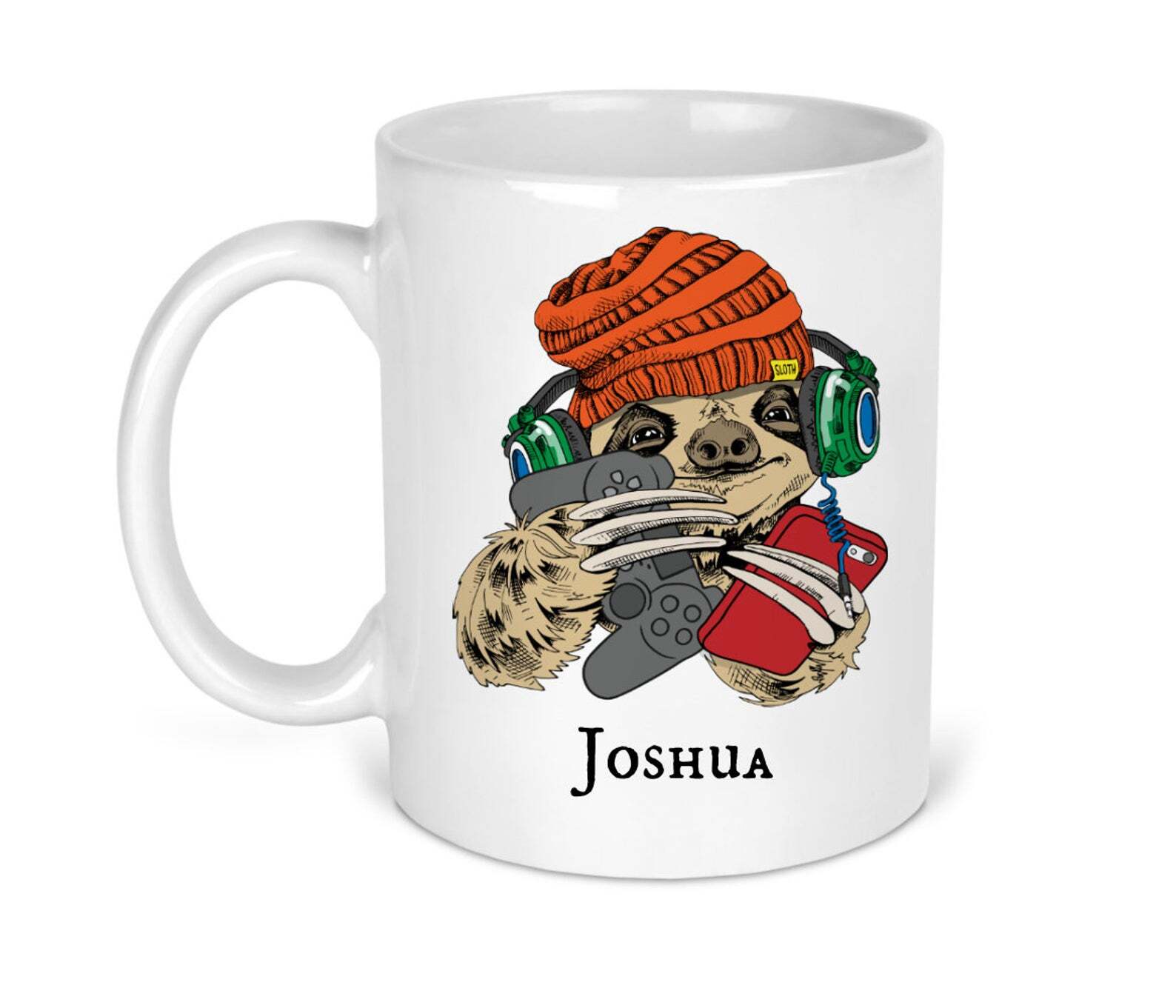 Personalized Hipster Sloth Gamer Ceramic Coffee Mug Father's Day Cup Something
