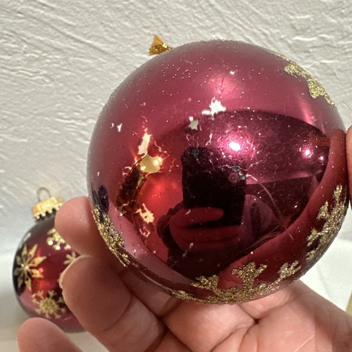 Krebs Glitter Shiny Blue/Maroon w/Leaf Branches/Star Ornaments - Picture 14 of 17