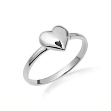 .925 Sterling Silver Solid Heart Love Ring