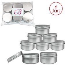 80g/80ml 6 PCS Silver Aluminum Tin Storage Jar Containers with Screw top Lids