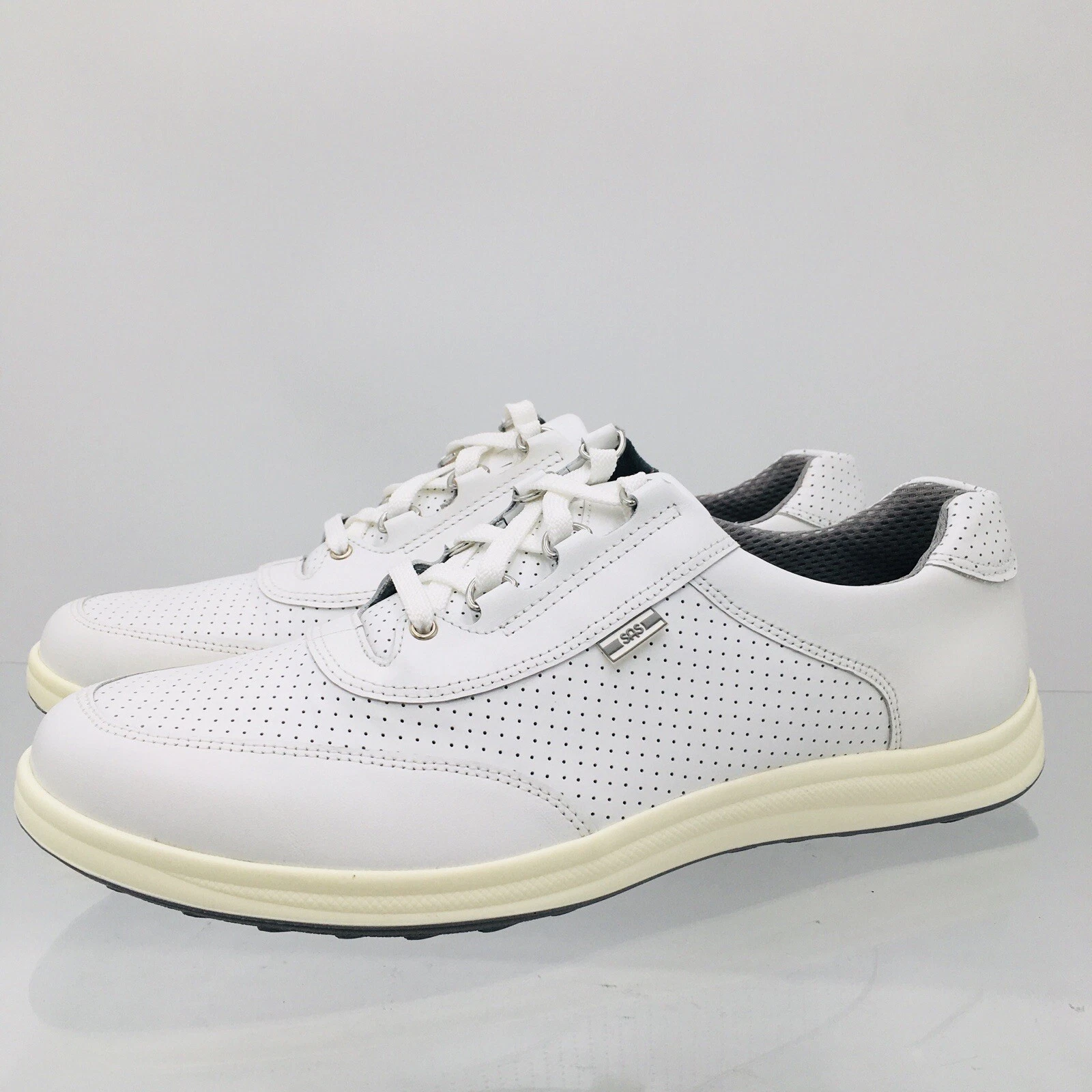 SAS Shoes Sporty Lux White Perforated Leather Walking Shoes Women’s 12 M