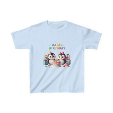 Kids Birthday Tshirt, cute penguins, US Cotton Birthday T-shirt, Tee