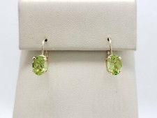 Estate 14k Yellow Gold Oval Peridot Euro Earrings 2.00 ct
