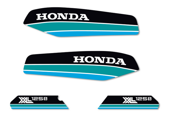Autocollant Honda 125 XLS 1980 blanc bleu pour balades vintage et rassemblements moto