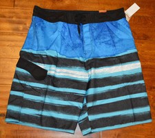 Men's Burnside Blue Aqua Stripe Street  Surf Board Shorts Sizes 28, 30, 36