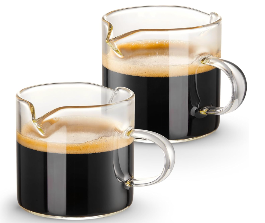 Espresso Cups Set of 2 4Oz Double Spouts Clear Glass Shot Glasses with  Handle. | eBay