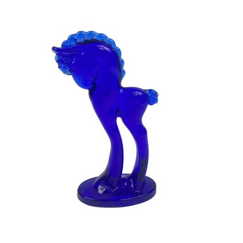 Cobalt Blue Glass Mosser Trojan Horse 5.5 inch Signed Pony Figurine Figure