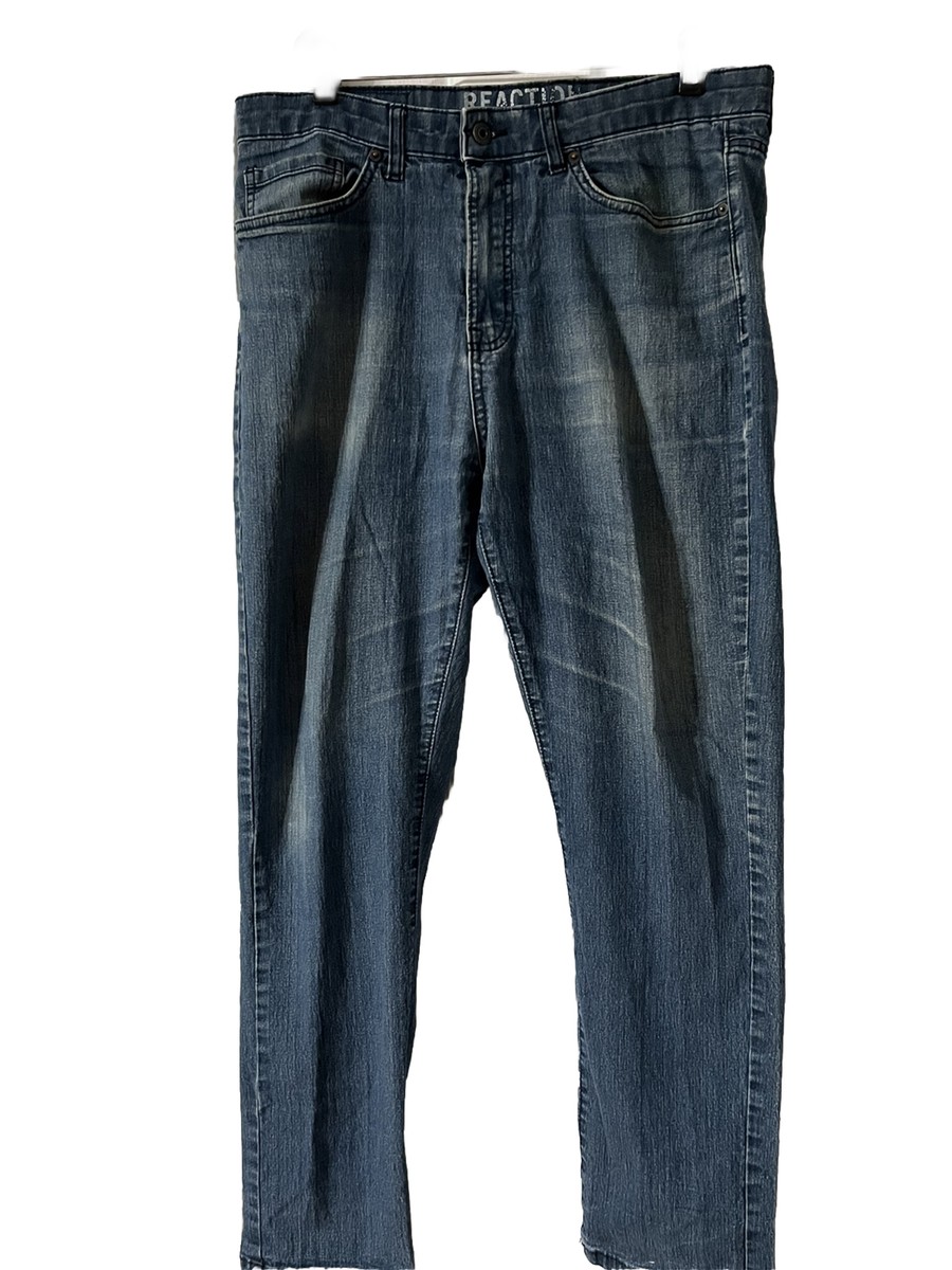 Kenneth Cole Reaction Straight Blue Jeans Adult 34 X 30 Stretch Factory  Distress