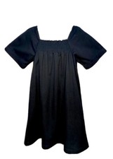 Madewell Women’s Denim Smocked Neck Wide Sleeve Black Mini Dress XS MINIMALIST ￼