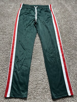 South Pole Men's Skinny Jogger Track Pants Green Red Stripe Size