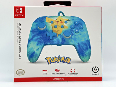 SEALED NEW!  Nintendo Switch Controller Power A Enhanced Wired Tie Dye Pikachu