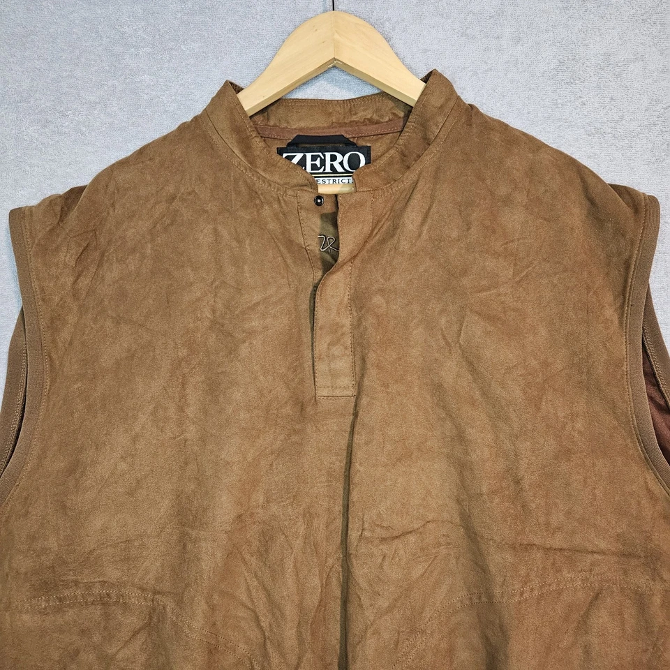 Zero Restriction Golf Outerwear Vest Mens Large Microsuede Brown Pockets - Image 2 of 4