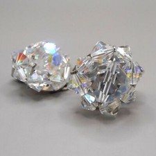 Vintage Aurora Borealis Beaded Shoe Clips   Iridescent Crystal Cluster Sparkle