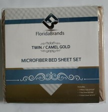 3 Piece- Florida Brands Microfiber Twin Bed Sheet Set, Camel Gold