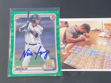 Nick Gonzales Pirates Signed 2020 1st Bowman Base Card Green Paper Auto
