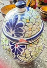 Pottery, hand made & hand painted in Mexico, colorful urn/jar w/lid — photo 2