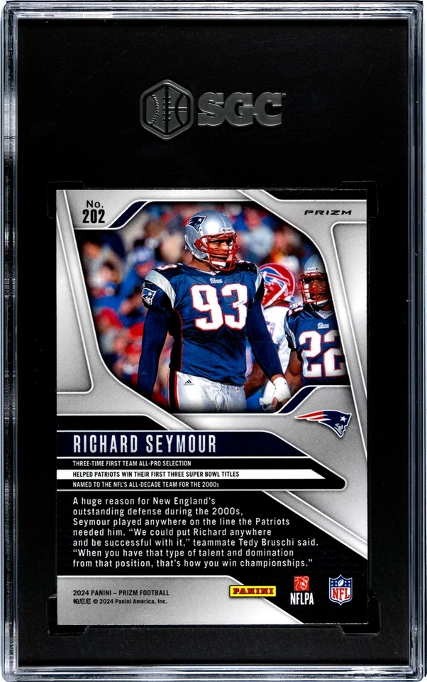 2024 Panini Prizm Richard Seymour Blue Prizm SSP SGC AUTH - Image 2 of 2