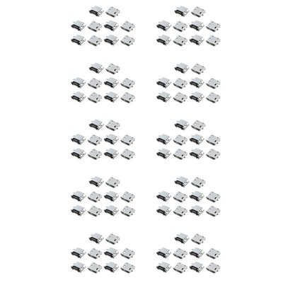 2X(100 Pcs Spare Parts Type B micro-USB Female Jack Connector Port Socket N4G1)