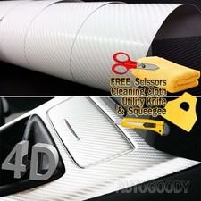 Premium 4d Gloss White Carbon Fiber Vinyl Film Wrap Bubble Free Air Release
