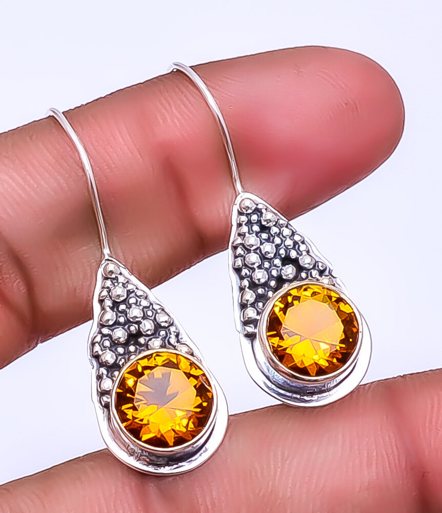 Citrine Designer 925 Sterling Silver Earring 1.56