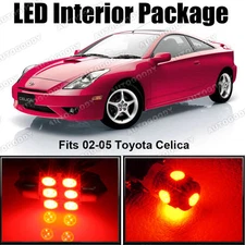 6x Premium Red LED Lights Interior Package Deal Toyota Celica 2002-2005