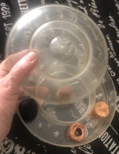 VTG MCM 6" Sewing BRIDGE PLASTICS LA USA Round THREAD SPOOL HOLDER BOX Container