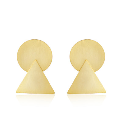 Handgefertigte Ohrstecker rund und dreieckig Design Gelbgold vergoldet 925 Si...