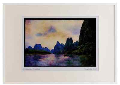 603091 Li Jiang, Guilin, China Aquarell Bilderrahmen