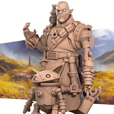 Half-Orc Inventor by BTB - 3D printed 8k resin DnD minis (male, female, other)