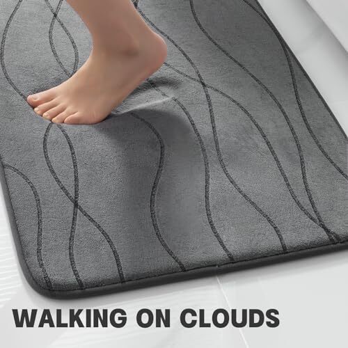 Memory Foam Grey Bathroom Rug Sets 5 Piece, Ultra Absorbent 5 Pieces