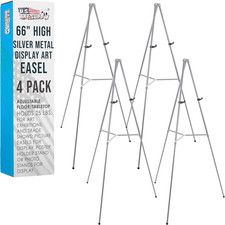 66" High Gallery Silver Aluminum Display Easel and Presentation Stand Pack of 4