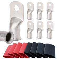 8Pcs 4/0 Awg-3/8 Ring Marine Grade Copper Wire Lugs,With 3:1 Heat Shrink Tubing,