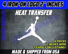 jordan jumpman Heat Transfer pack of 3 Iron On Logo 2" pick your color sport diy