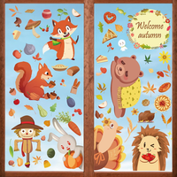 149 StüCk Thanksgiving Deko Fensterbilder Selbstklebend, Herbstdeko Ahorn Kastan