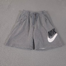 Nike Shorts Kids XL Gray Sportswear Club Fleece Logo Cotton Blend Knit 8.5"