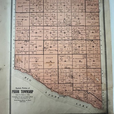 Map of Prior Township - Eastern Portion 1913 Big Stone County MN Plat Map SV36-4