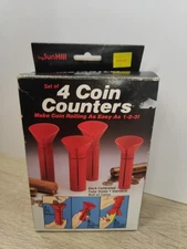 Vintage 1988 Set Of 4 Coin Counters Red Funnel Tubes w/box Sun Hill Made in USA