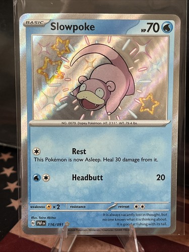 Slowpoke 116/091 Shiny Rare Paldean Fates Pokemon Near Mint