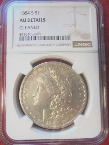 1884 S Morgan Silver Dollar AU Details Cleaned Still Sharp Coin