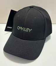 OAKLEY 6 PANEL STRETCH METALLIC MEN'S HAT CAP BLACKOUT 912209 SIZE S/M L/XL NWT