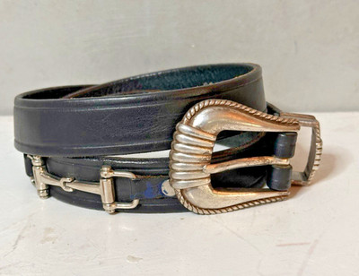 Tory Leather Size 30 Ladies Black 1'' Bridle Leather HORSE Bit Belt
