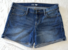 Old Navy Women's Semi Fitted Blue Jean Shorts Cuffed Stretch Mid Rise Size 6