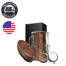 5-in-1 Beard Grooming Kit with Sandalwood Comb  Travel Scissors - Gift-Ready