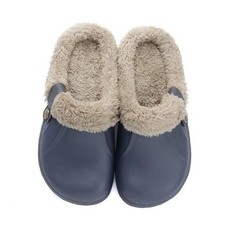 Fur Lined Clogs Waterproof Slippers Fleece Lined 10.5-11.5 Women/9-10 Men Grey