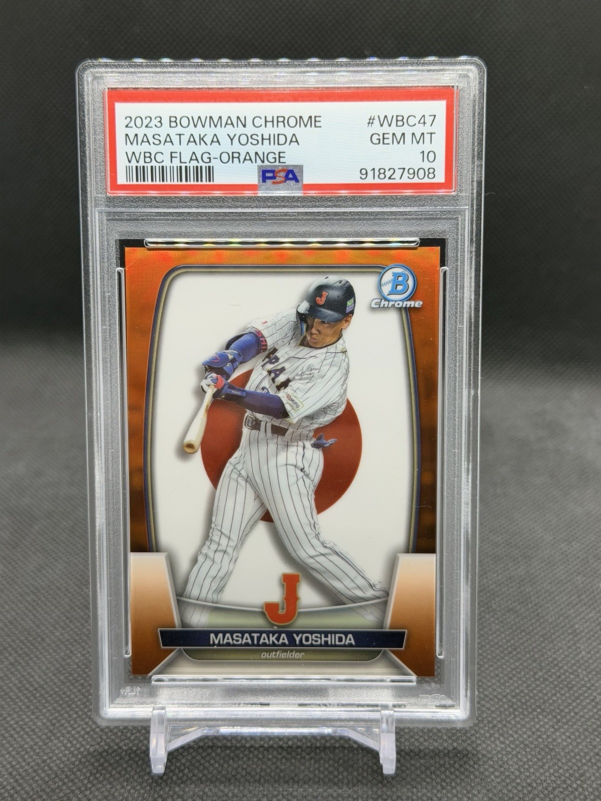 2023 Bowman Chrome Masataka Yoshida WBC Japan Flag True Orange #22/25 RC PSA 10
