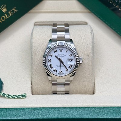 Rolex Lady-Datejust NEW 2026 White Roman Fluted Bezel Stainless Steel Oyster