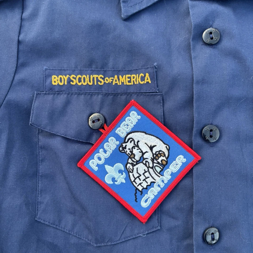 Boy Scouts of America Cub Scout Uniforme Juvenil Camisa EE. UU. Azul Talla L Parches Prendedores Foto 3 de 4